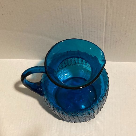 Vintage Bischoff/Indiana Handcraft Hand Blown Glass Ribbed Textured Pitcher - Picture 2 of 7